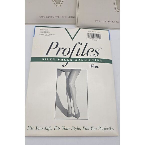 EF 1995 Hanes Silk Reflections PEARL & Profiles WHITE Control Top / lot of 3 - Picture 4 of 9